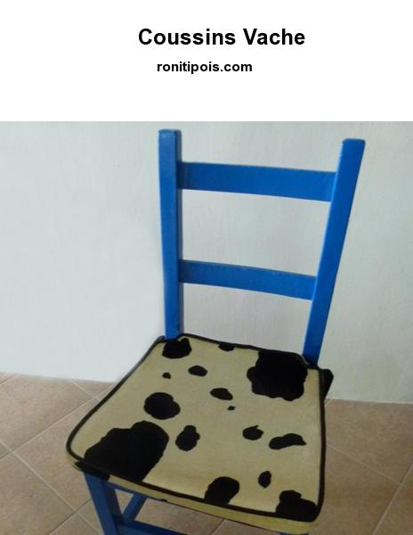 4 coussins de chaise motif peau de vache.